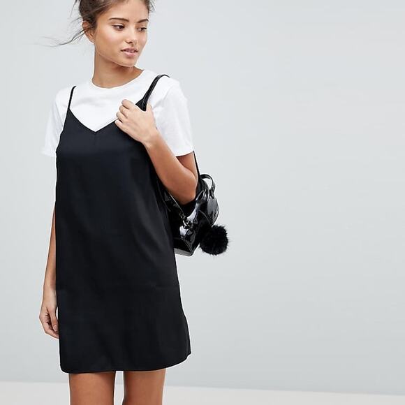 Asos Design Women's Fuller Bust Mini Cami Slip Dress in Black Size 10 - Picture 1 of 8